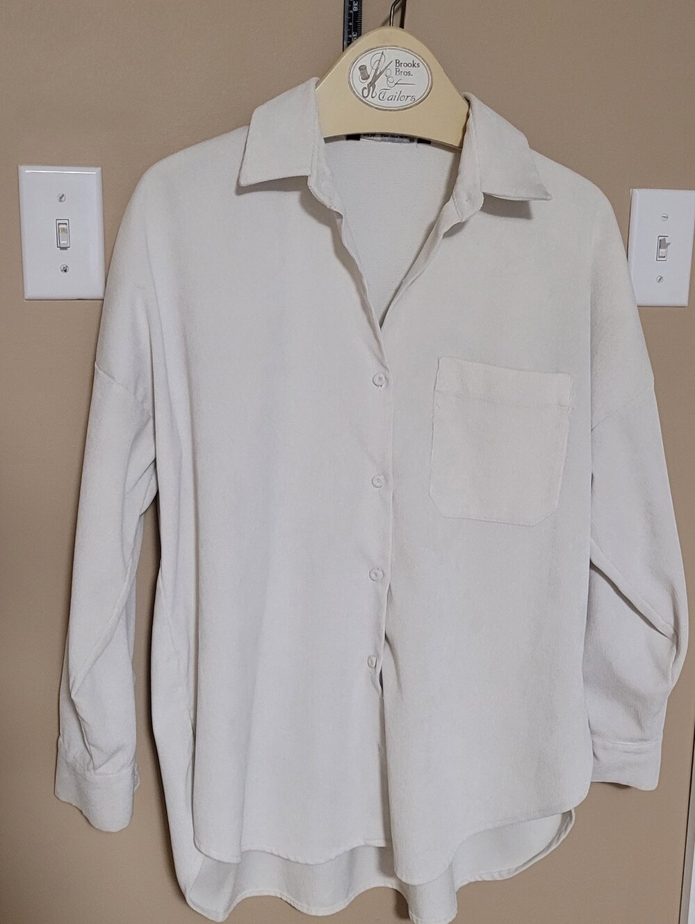 Zara Cream Button-Down Shirt with Chest Pocket